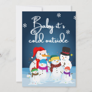 Snowman snow holiday christmas open house invitation