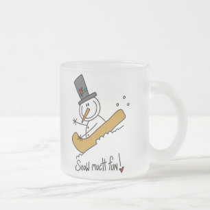 Snowman Snow Much Fun Frosted Glass Coffee Mug