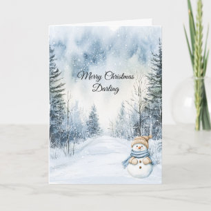 Snowman Snow Trees Christmas   Card