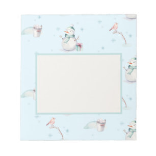 Snowman Snowball Framed Text Box Design  Notepad