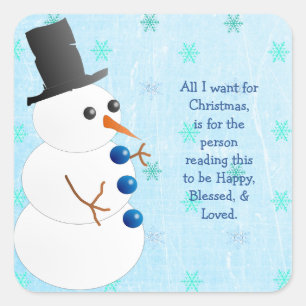 Snowman Snowflake Christmas Quote Sticker