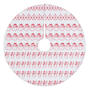 Snowman Snowflake Christmas Tree Stocking Santa Fleece Tree Skirt