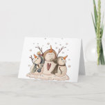 Snowman Snowflake Country Winter Primitive Holiday Card<br><div class="desc">Snowman Snowflake Country Christmas Winter Primitive</div>