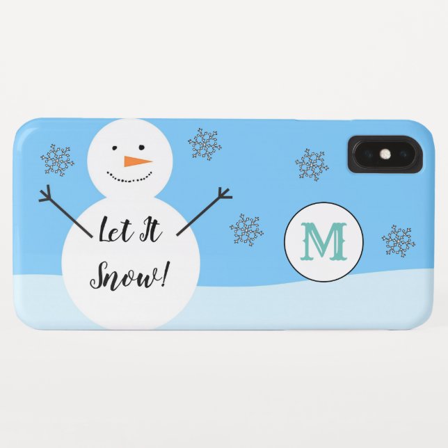 Snowman Snowflake Festive Winter Custom Monogram Case-Mate iPhone Case (Back (Horizontal))