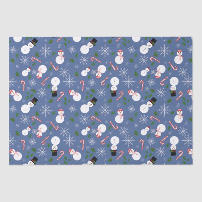 Snowman Snowflake Winter Holiday Tissue Paper (Front)