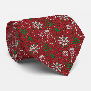 Snowman Snowflake Winter Scene Christmas Holiday Tie