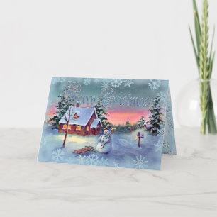 SNOWMAN & SNOWFLAKES by SHARON SHARPE Holiday Card