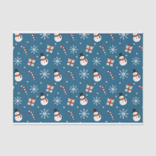 Snowman, snowflakes, candy canes tissue paper