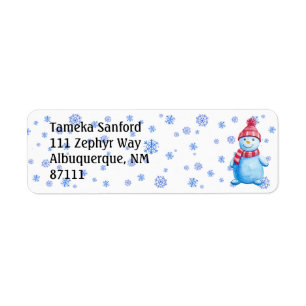 Snowman, Snowflakes, Christmas Return Address