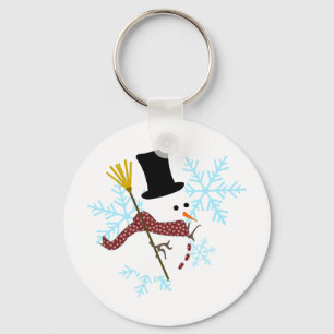 snowman snowflakes key ring