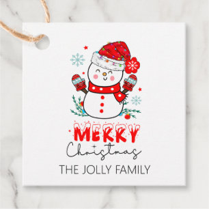 Snowman Snowflakes Merry Christmas Cute Favour Tags