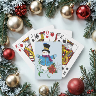 Snowman Snowflakes Poinsettia  Playing Cards