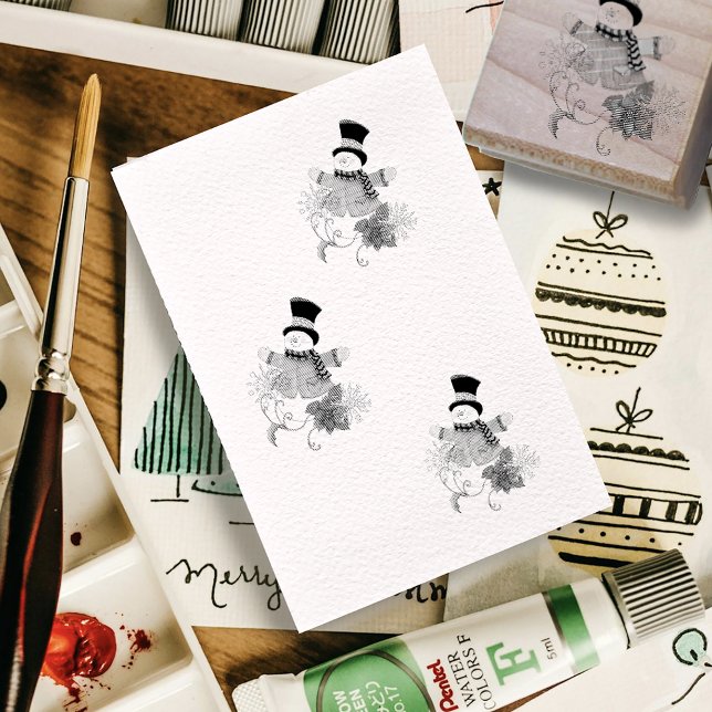 Snowman Snowflakes Poinsettia  Rubber Stamp (Creator Uploaded)