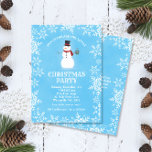Snowman Snowflakes Watercolor Blue Christmas Party Invitation<br><div class="desc">This design features a cute little snowman holding a mug of hot cocoa on a watercolor blue background accented with delicate white snowflakes! Click the customise button for more flexibility in modifying the text and the graphics! Variations of this design as well as coordinating products are available in our shop,...</div>