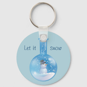Snowman snowglobe flask key ring