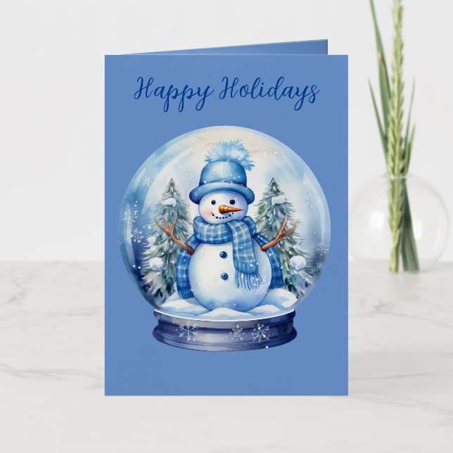 Snowman Snowglobe Foil Greeting Card (Front)