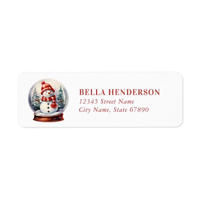 Snowman Snowglobe Return Address Labels (Front)