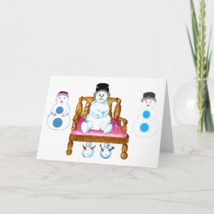 Snowman, Snowman Sitting On Bench holiday card