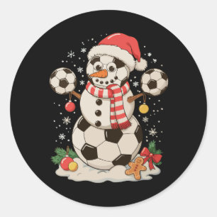 Snowman Soccer Christmas Holiday Winter Xmas Sport Classic Round Sticker