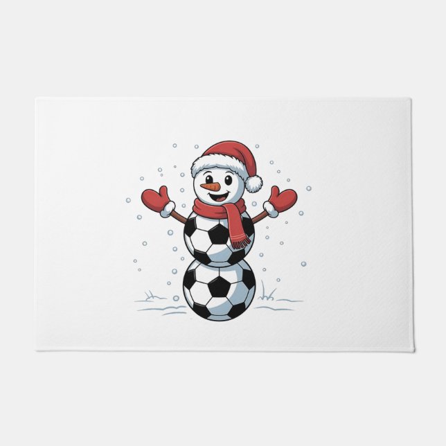 Snowman Soccer Christmas Santa Baseball Sport Doormat (Front)