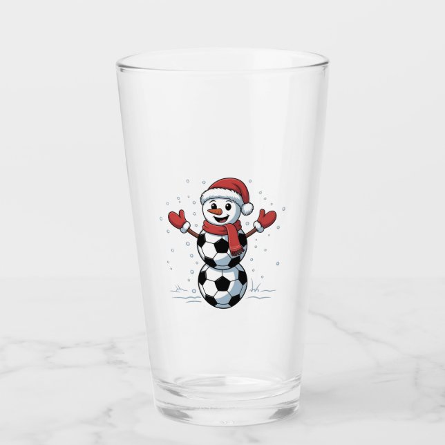Snowman Soccer Christmas Santa Baseball Sport Glass (Front)