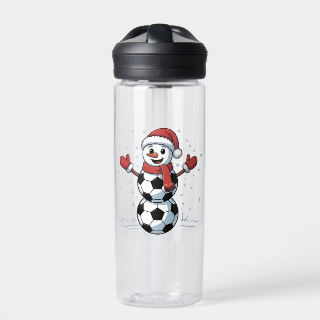 Snowman Soccer Christmas Santa Baseball Sport Water Bottle (Front)