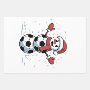 Snowman Soccer Christmas Santa Baseball Sport Wrapping Paper Sheet