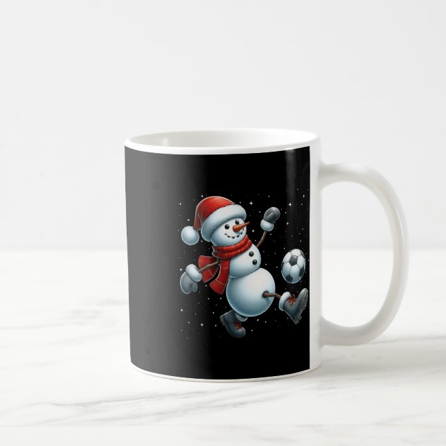Snowman Soccer Christmas Snow Boys Girls Kids Xmas Coffee Mug (Right)