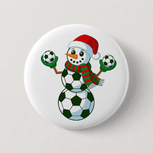 Snowman Soccer Christmas Sport Lovers  6 Cm Round Badge
