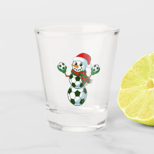 Snowman Soccer Christmas Sport Lovers Shot Glass