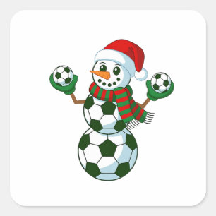 Snowman Soccer Christmas Sport Lovers Square Sticker