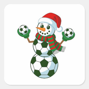 Snowman Soccer Christmas Sport Lovers Square Sticker
