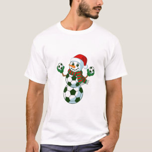 Snowman Soccer Christmas Sport Lovers  T-Shirt