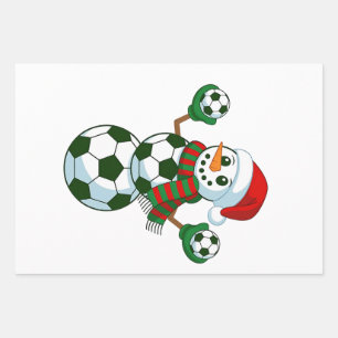 Snowman Soccer Christmas Sport Lovers  Wrapping Paper Sheet
