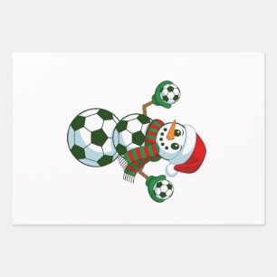Snowman Soccer Christmas Sport Lovers  Wrapping Paper Sheet