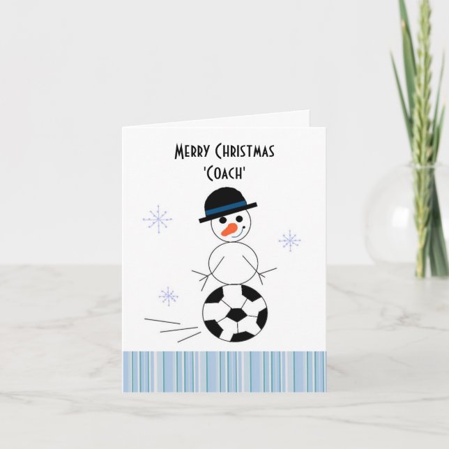 Snowman Soccer Coach Holiday Card (Front)