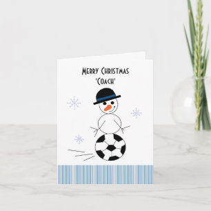 Snowman Soccer Coach Holiday Card