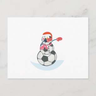 Snowman Soccer Dabbing Funny Christmas Dab Ball Holiday Postcard