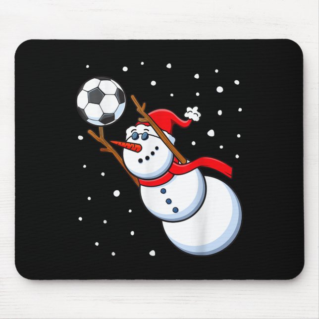 Snowman Soccer Goalie Santa Hat Men Boys Christmas Mouse Mat (Front)