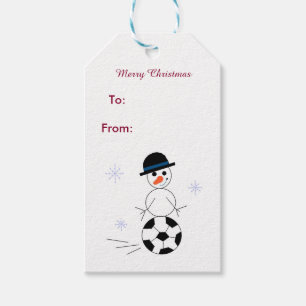Snowman Soccer Player Gift Tags