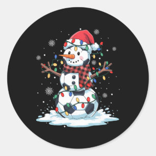 Snowman Soccer Player Santa Hat Christmas Funny Me Classic Round Sticker