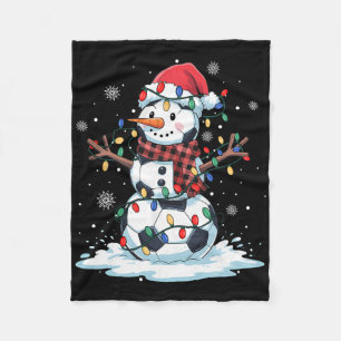 Snowman Soccer Player Santa Hat Christmas Funny Me Fleece Blanket
