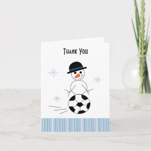 Snowman Soccer Player Thank You Card