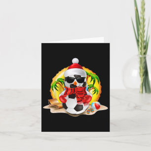 Snowman Soccer Santa Hat Christmas In July Summer Card