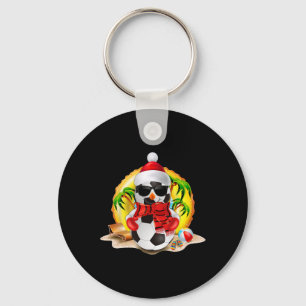 Snowman Soccer Santa Hat Christmas In July Summer Key Ring