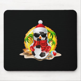 Snowman Soccer Santa Hat Christmas In July Summer Mouse Mat
