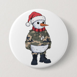 Snowman Soldier Christmas 2026 Holiday Military 7.5 Cm Round Badge