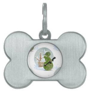 snowman soldier christmas pet tag