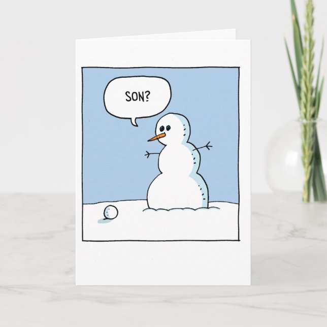 Snowman Son Christmas Joke Paper Card (Front)