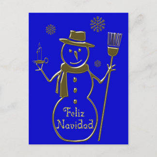 Snowman Spanish Merry Christmas Card Feliz Navidad